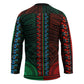 African Dashiki and Polynesian Pattern Hockey Jersey Half Green-Red