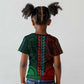 African Dashiki and Polynesian Pattern Kid T shirt Half Green-Red