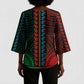 African Dashiki and Polynesian Pattern Kimono Sleeve Blouse Half Green-Red