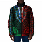 African Dashiki and Polynesian Pattern Padded Jacket Half Green-Red