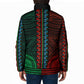 African Dashiki and Polynesian Pattern Padded Jacket Half Green-Red