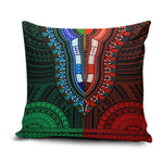 African Dashiki and Polynesian Pattern Pillow Cover Half Green-Red