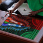 African Dashiki and Polynesian Pattern Puzzle Half Green-Red