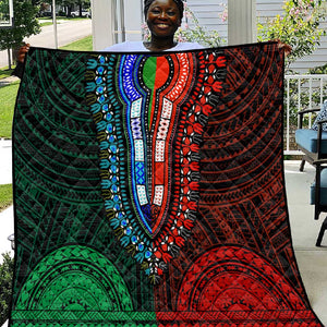 African Dashiki and Polynesian Pattern Quilt Half Green-Red