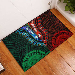 African Dashiki and Polynesian Pattern Rubber Doormat Half Green-Red