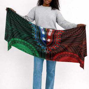 African Dashiki and Polynesian Pattern Simple Headwrap Half Green-Red