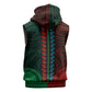 African Dashiki and Polynesian Pattern Sleeveless Zip Hoodie Half Green-Red - African Pride