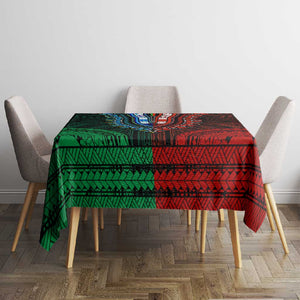 African Dashiki and Polynesian Pattern Tablecloth Half Green-Red