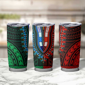 African Dashiki and Polynesian Pattern Tumbler Cup Half Green-Red