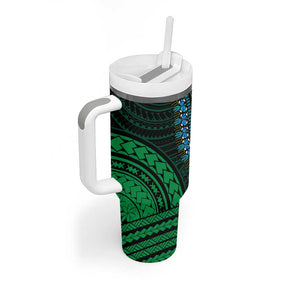 African Dashiki and Polynesian Pattern Tumbler With Handle Half Green-Red