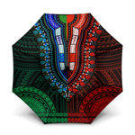 African Dashiki and Polynesian Pattern Umbrella Half Green-Red