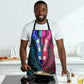 African Dashiki and Polynesian Pattern Apron Half Teal-Pink