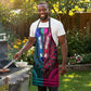 African Dashiki and Polynesian Pattern Apron Half Teal-Pink