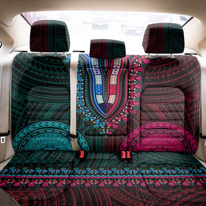 African Dashiki and Polynesian Pattern Back Car Seat Cover Half Teal-Pink