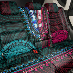 African Dashiki and Polynesian Pattern Back Car Seat Cover Half Teal-Pink