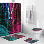 African Dashiki and Polynesian Pattern Bathroom Set Half Teal-Pink