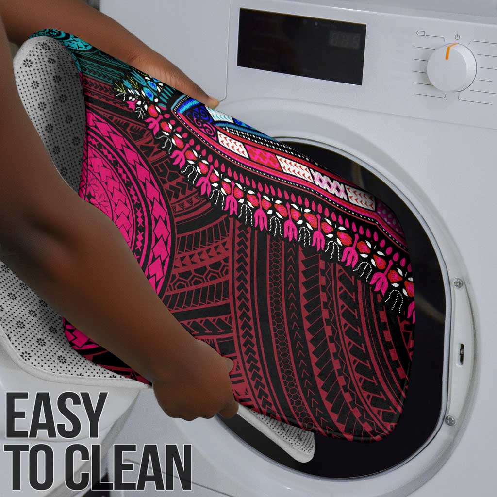 African Dashiki and Polynesian Pattern Bathroom Set Half Teal-Pink