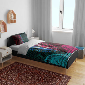 African Dashiki and Polynesian Pattern Bedding Set Half Teal-Pink