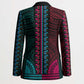 African Dashiki and Polynesian Pattern Blazer Half Teal-Pink