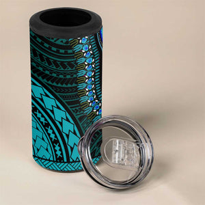 African Dashiki and Polynesian Pattern 4 in 1 Can Cooler Tumbler Half Teal-Pink