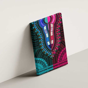 African Dashiki and Polynesian Pattern Canvas Wall Art Half Teal-Pink