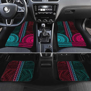 African Dashiki and Polynesian Pattern Car Mats Half Teal-Pink