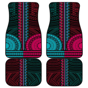 African Dashiki and Polynesian Pattern Car Mats Half Teal-Pink