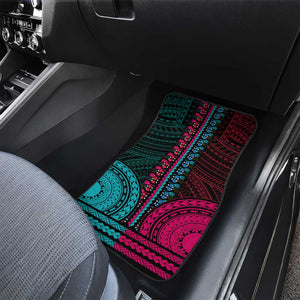 African Dashiki and Polynesian Pattern Car Mats Half Teal-Pink