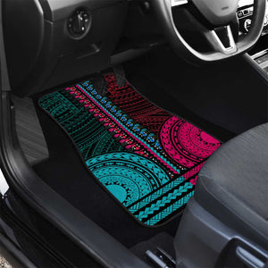 African Dashiki and Polynesian Pattern Car Mats Half Teal-Pink