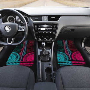 African Dashiki and Polynesian Pattern Car Mats Half Teal-Pink