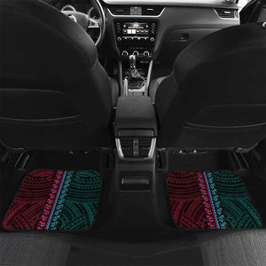 African Dashiki and Polynesian Pattern Car Mats Half Teal-Pink