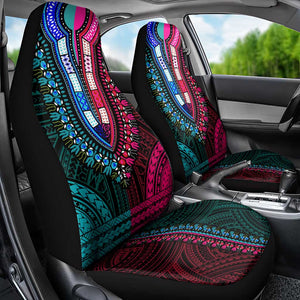 African Dashiki and Polynesian Pattern Car Seat Cover Half Teal-Pink