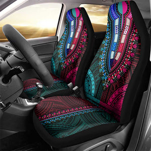 African Dashiki and Polynesian Pattern Car Seat Cover Half Teal-Pink