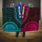 African Dashiki and Polynesian Pattern Hooded Blanket Half Teal-Pink