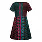 African Dashiki and Polynesian Pattern Kid Short Sleeve Dress Half Teal-Pink