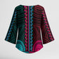 African Dashiki and Polynesian Pattern Kimono Sleeve Blouse Half Teal-Pink