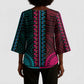 African Dashiki and Polynesian Pattern Kimono Sleeve Blouse Half Teal-Pink