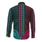 African Dashiki and Polynesian Pattern Long Sleeve Button Shirt Half Teal-Pink