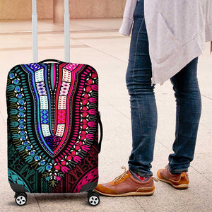 African Dashiki and Polynesian Pattern Luggage Cover Half Teal-Pink