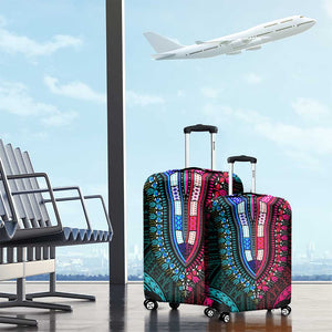 African Dashiki and Polynesian Pattern Luggage Cover Half Teal-Pink