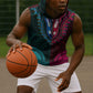 African Dashiki and Polynesian Pattern Sleeveless Hoodie Half Teal-Pink - African Pride