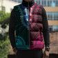 African Dashiki and Polynesian Pattern Sleeveless Puffer Jacket Half Teal-Pink
