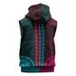 African Dashiki and Polynesian Pattern Sleeveless Zip Hoodie Half Teal-Pink - African Pride