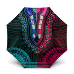 African Dashiki and Polynesian Pattern Umbrella Half Teal-Pink