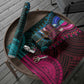 African Dashiki and Polynesian Pattern Wrapping Paper Half Teal-Pink - African Pride