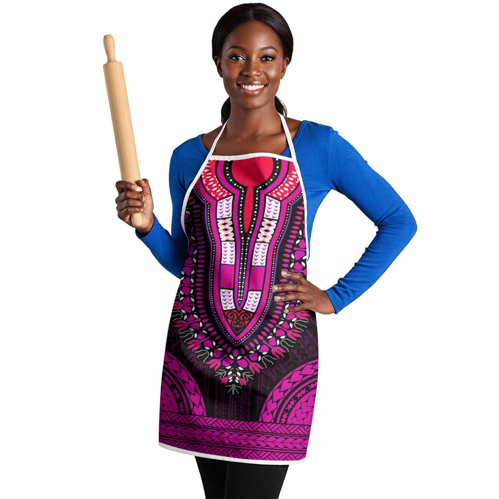 African Dashiki and Polynesian Pattern Apron Pink