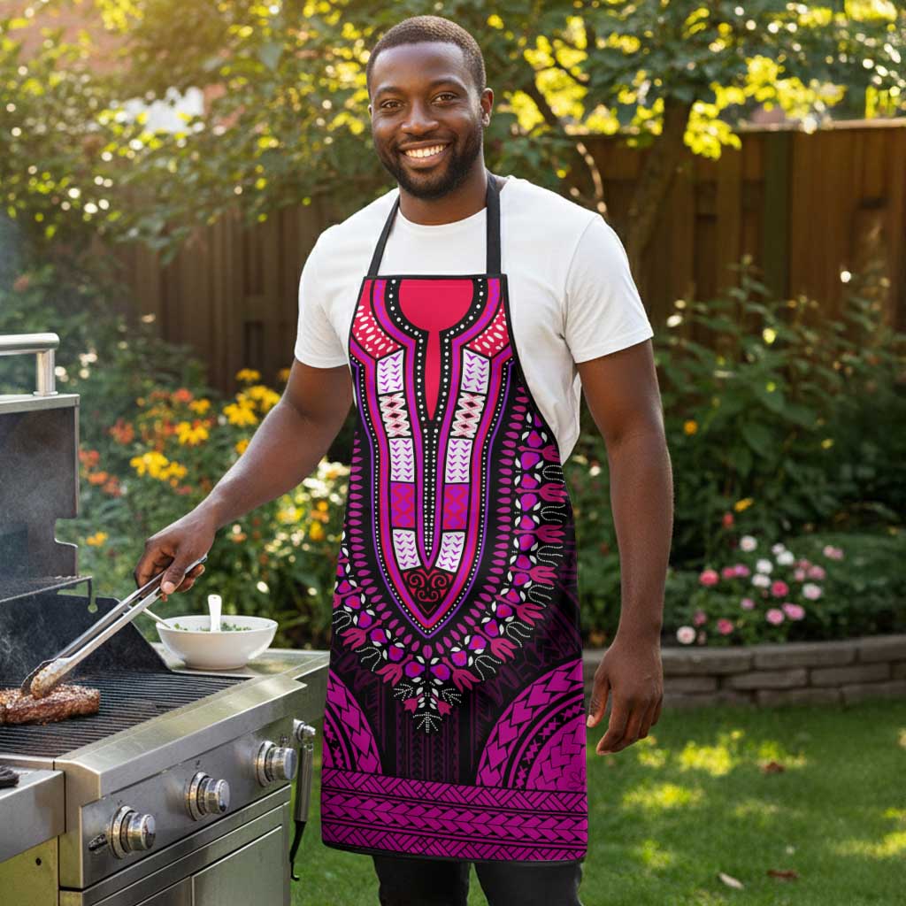 African Dashiki and Polynesian Pattern Apron Pink