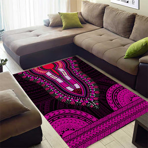 African Dashiki and Polynesian Pattern Area Rug Pink