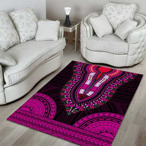 African Dashiki and Polynesian Pattern Area Rug Pink