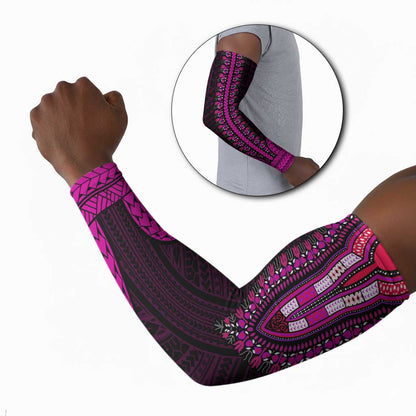 African Dashiki and Polynesian Pattern Arm Sleeves Pink